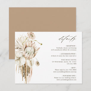 Wild Boho Protea Pampas Grass Wedding Details Enclosure Card