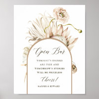 Wild Boho Protea Pampas Grass Wedding Open Bar