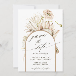 Wild Boho Protea Pampas Grass Wedding Photo  Save The Date