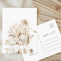 Wild Boho Protea Pampas Grass Wedding Thank You