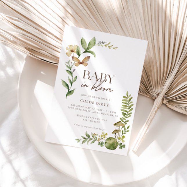 Wild Botanical Baby in Bloom Rustic Shower Invitation (Creator Uploaded)