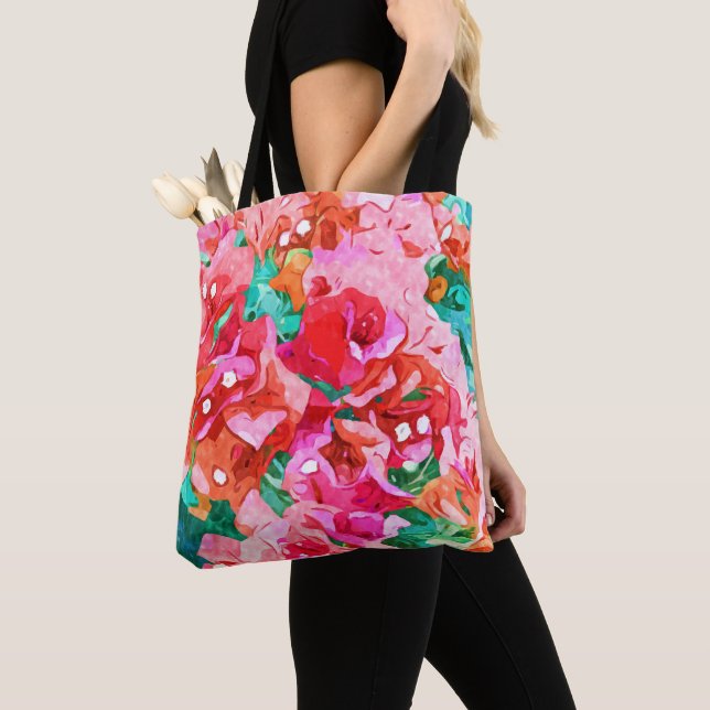 Wild Bougainvillea, Bloom Summer Floral Bohemian Tote Bag (Close Up)