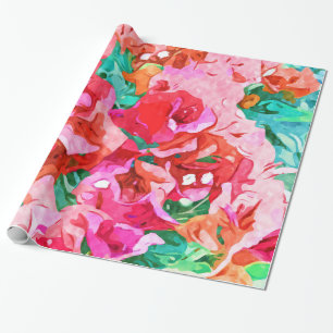 Wild Bougainvillea, Bloom Summer Floral Bohemian Wrapping Paper