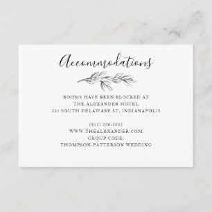 Wild Bouquet Wedding Hotel Information Card B&W