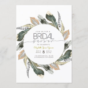 Wild Bridal Shower   Feather Watercolor Circle Invitation
