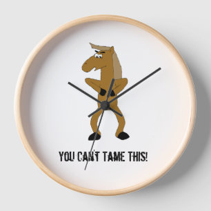 Wild Brown Cartoon Horse Clock