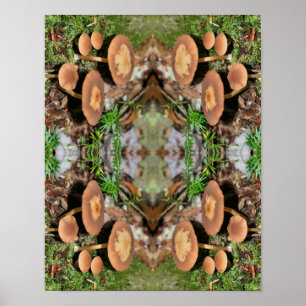 Wild Brown Mushroom Cluster Abstract Poster