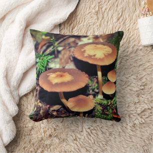 Wild Brown Mushroom Cluster   Cushion