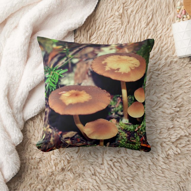 Wild Brown Mushroom Cluster   Cushion (Blanket)