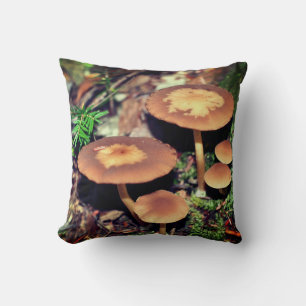 Wild Brown Mushroom Cluster   Cushion