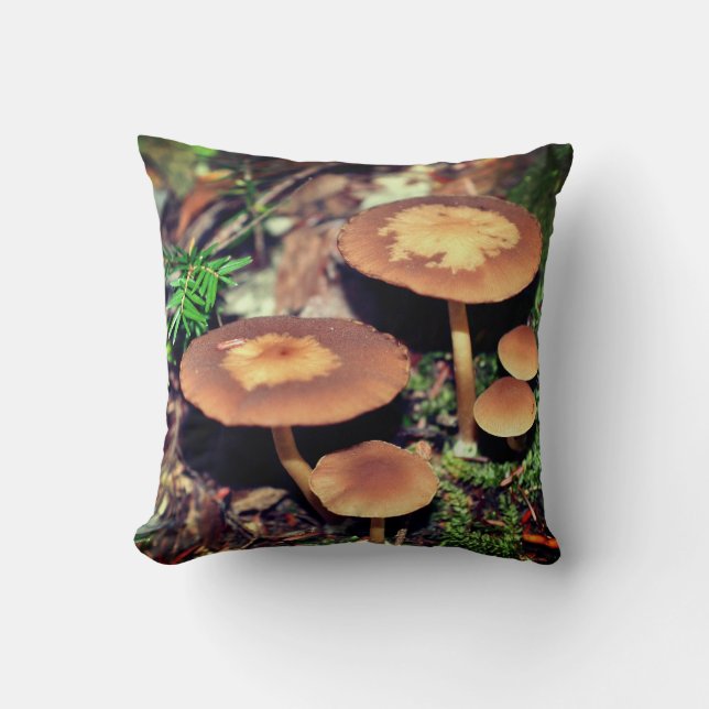 Wild Brown Mushroom Cluster   Cushion (Front)