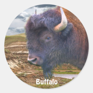 Wild Buffalo and Badlands Bison-Lover Art Stickers