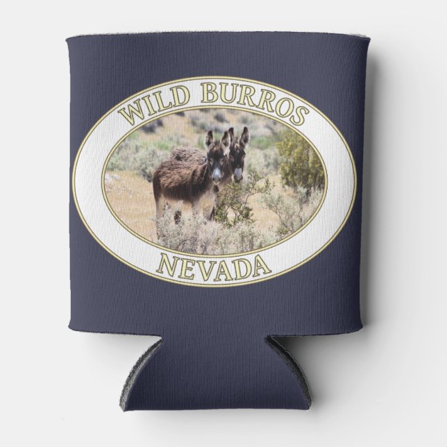 Wild Burros  / Donkeys of Nevada Can Cooler (Front)