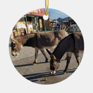 Wild Burros in Oatman, Arizona Ceramic Tree Decoration