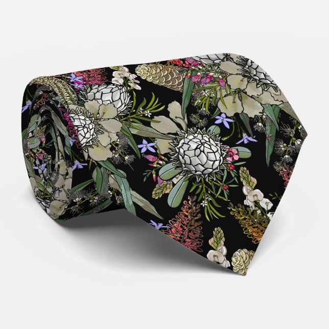 Wild Bush Flower Bouquet - Protea & Grevillea  Tie (Rolled)