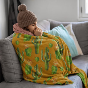 Wild Cactus Pattern Fleece Blanket