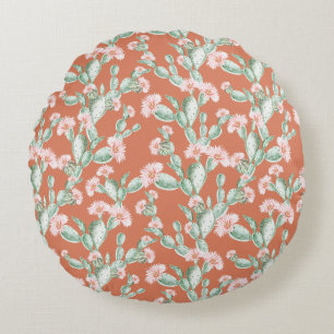 Wild Cactus Pattern Round Cushion