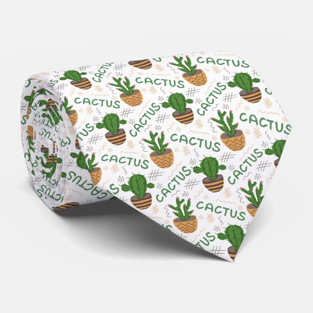 Wild Cactus Pattern Tie (Rolled)
