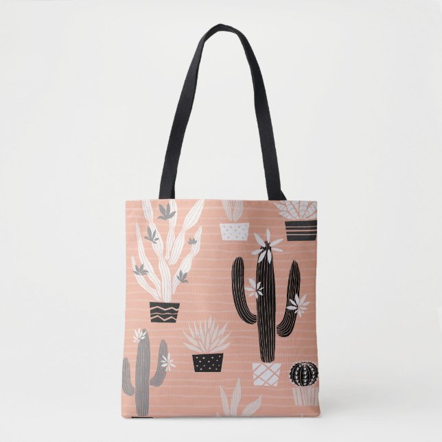 Wild Cactuses: Colourful Watercolor Pattern Tote Bag (Front)