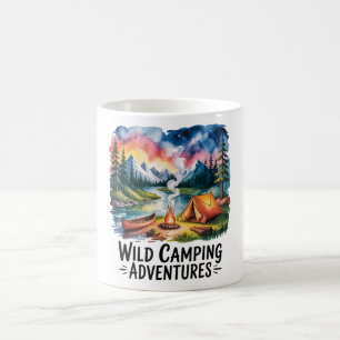 Wild Camping Adventures Watercolor Design Coffee Mug