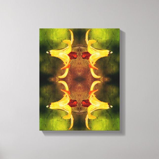 Wild Canada Lily And Insect Abstract Distressed Canvas Print (Front)