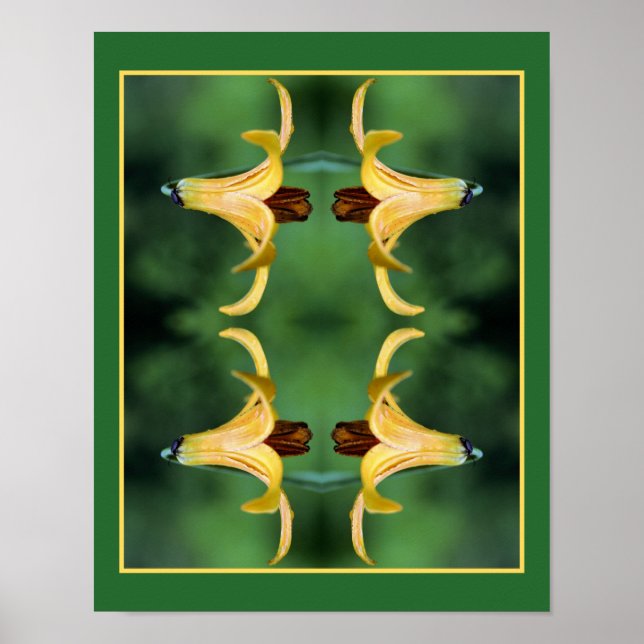 Wild Canada Lily And Insect Mirror Abstract  Poster (Front)