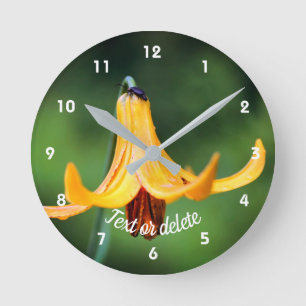 Wild Canada Lily With Insect Personalised  Round Clock