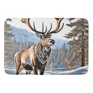 Wild Canadian Reindeer Design Bath Mat