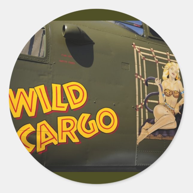 'Wild Cargo' Nose Art Classic Round Sticker (Front)