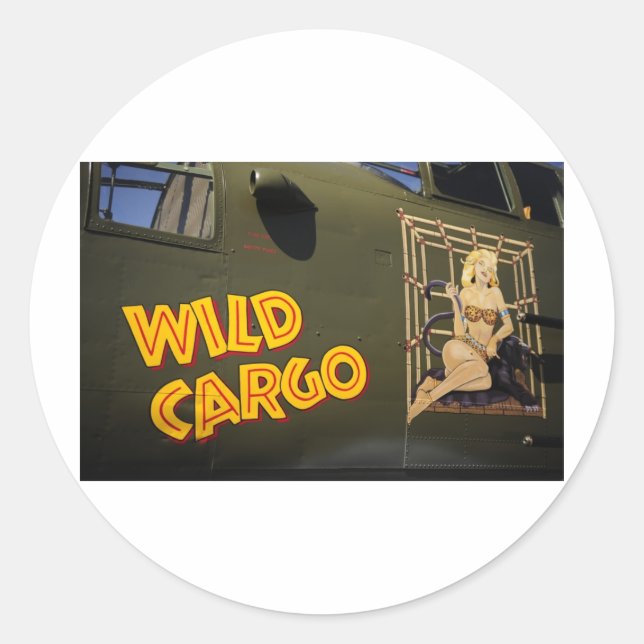 'Wild Cargo' Nose Art Classic Round Sticker (Front)