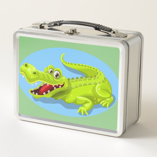 Wild Cartoon Crocodile Metal Lunch Box (Front)