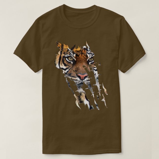 Wild Cat Bengal Tiger Face Claw Marks  T-Shirt (Design Front)