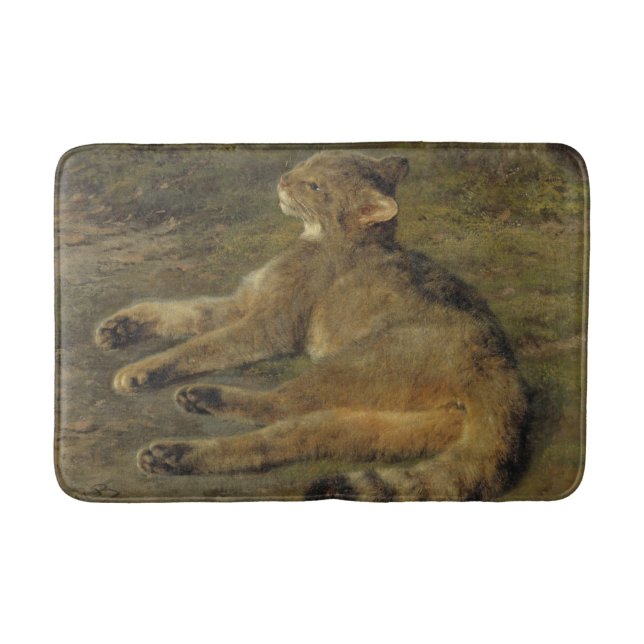 Wild Cat (by Rosa Bonheur) Bath Mat (Front)
