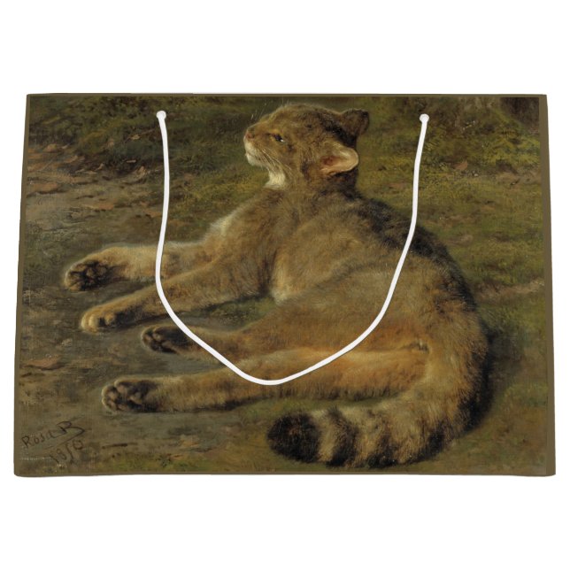 Wild Cat (by Rosa Bonheur) Large Gift Bag (Front)