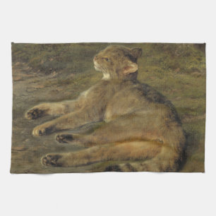 Wild Cat (by Rosa Bonheur) Tea Towel