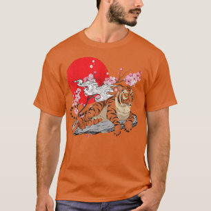 Wild Cat Cherry Blossom Jungle Animal Sakura Asian T-Shirt