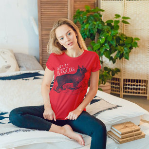 Wild Cat Eurasian Lynx Women Men Red T-Shirt