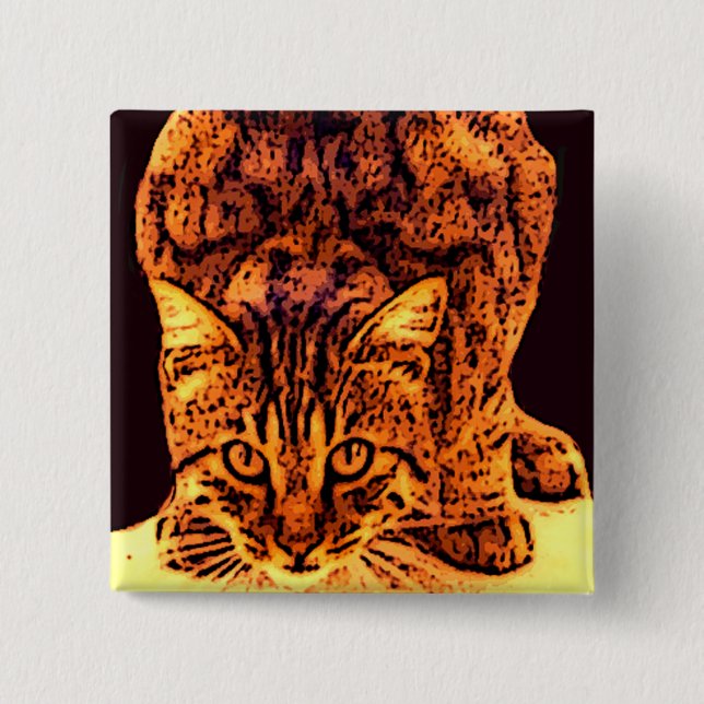 WILD CAT KITTEN 15 CM SQUARE BADGE (Front)