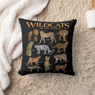Wild Cats Animals of the World Educational Wild An Cushion