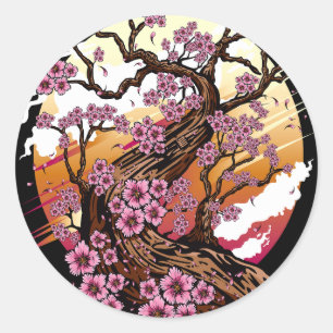 Wild Cherry Blossom Classic Round Sticker