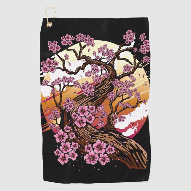 Wild Cherry Blossom Golf Towel (Front)