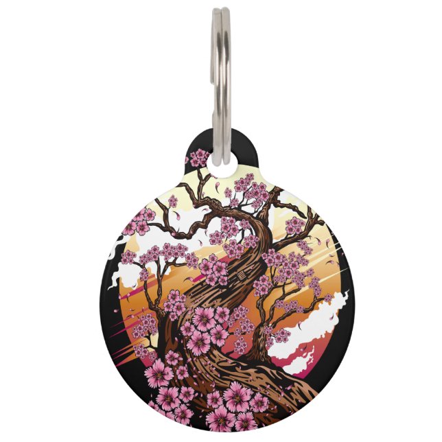 Wild Cherry Blossom Pet Tag (Front)