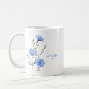 Wild Chicory Flower Botanical Custom Name Coffee Mug
