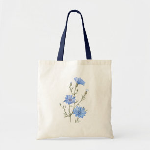 Wild Chicory Flower Botanical Watercolor Art Tote Bag