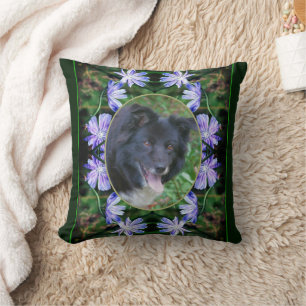Wild Chicory Flowers Frame Create Your Own Photo Cushion