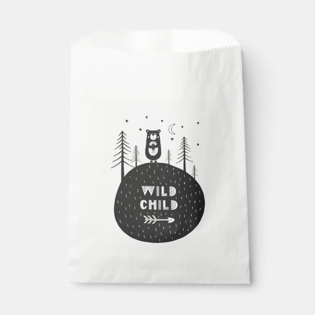 Wild Child Bear in Evening Forest Gift Favour Bag (Front)