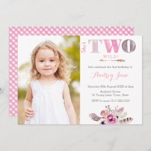 Wild Child Bohemian 2nd Birthday Party Picture Invitation