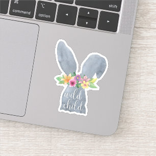Wild Child   Cute Bunny Ears Flower Crown Quote