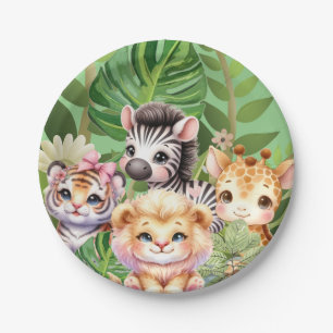Wild Child Jungle Kawaii Animals Paper Plate
