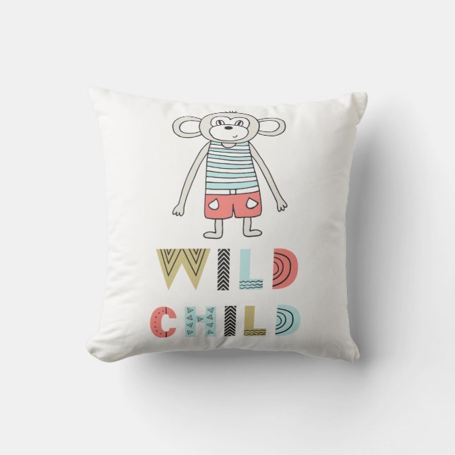 Wild Child Scandia Monkey  Baby Cushion (Front)